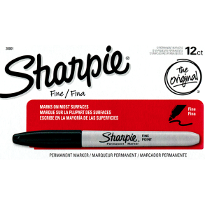 (Ungimmicked) Fine-Tip Sharpie (Black) box of 12