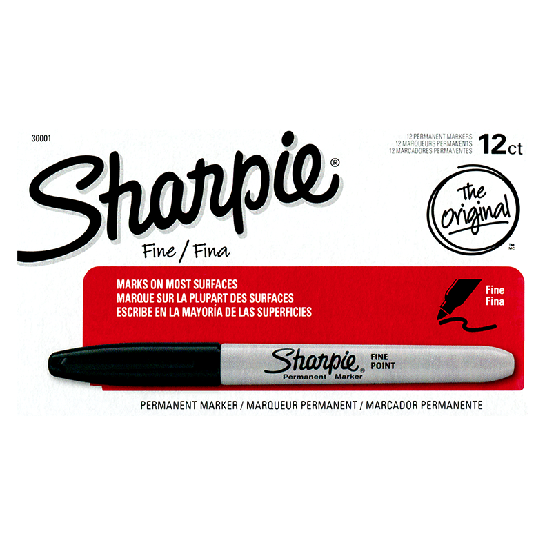 (Ungimmicked) Fine-Tip Sharpie (Black) box of 12