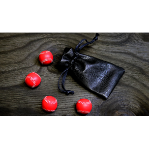 Set of 4 Leather Balls for Cups and Balls (Red) by Leo Smetser