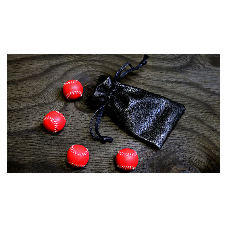 Set of 4 Leather Balls for Cups and Balls (Red) by Leo Smetser