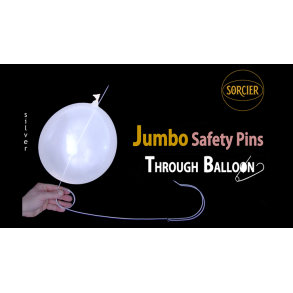 Jumbo Safety Pins Through Balloon Silver by Sorcier Magic
