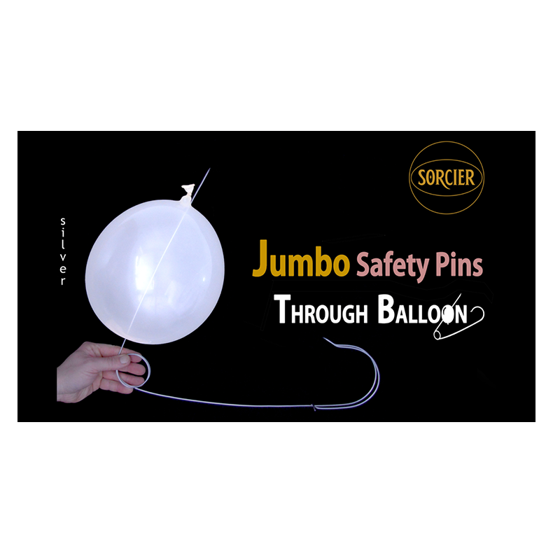 Jumbo Safety Pins Through Balloon Silver by Sorcier Magic