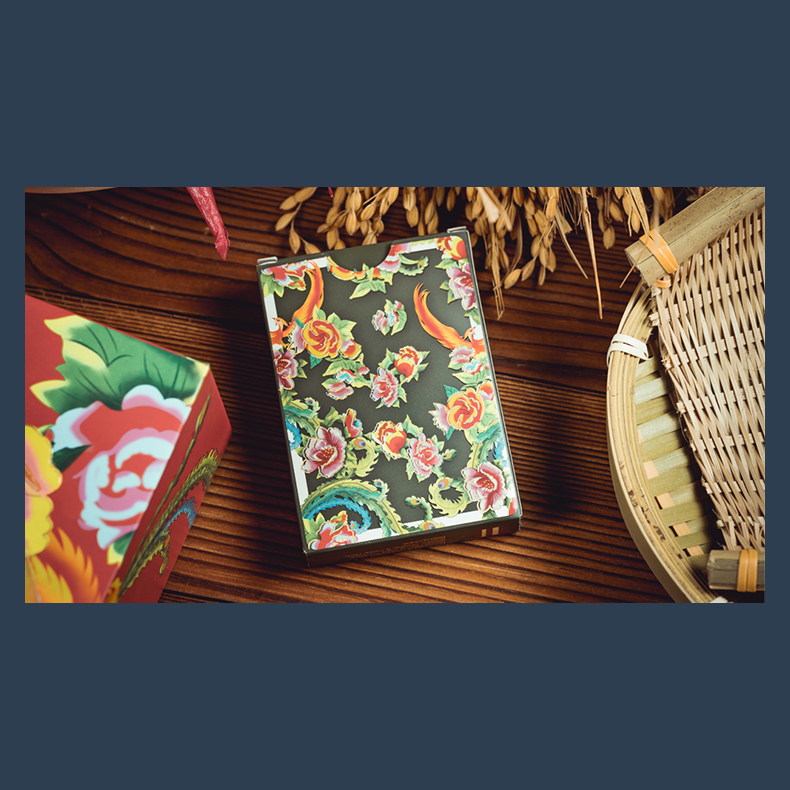 Phoenix and Peony (Green) Playing Cards by Bacon Playing Card Company