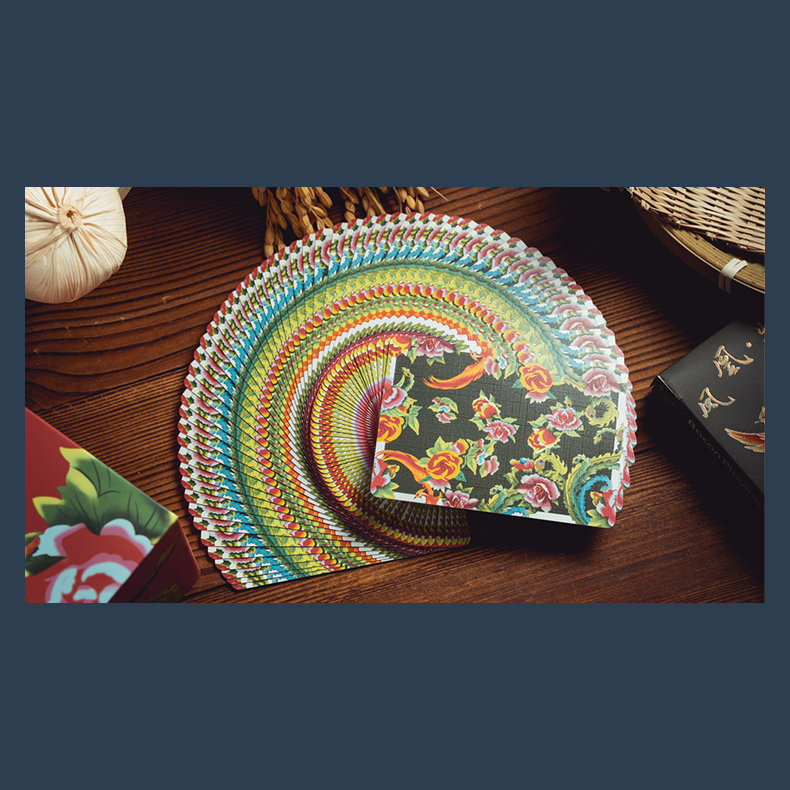Phoenix and Peony (Green) Playing Cards by Bacon Playing Card Company