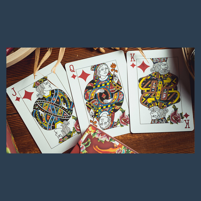 Phoenix and Peony (Green) Playing Cards by Bacon Playing Card Company