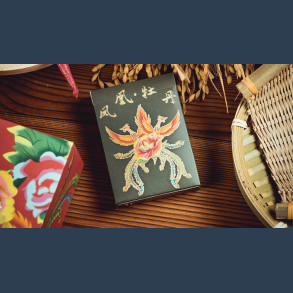Phoenix and Peony (Green) Playing Cards by Bacon Playing Card Company