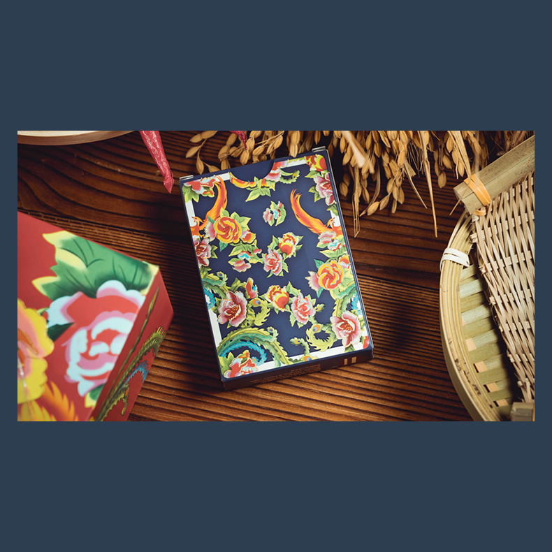 Phoenix and Peony (Blue) Playing Cards by Bacon Playing Card Company