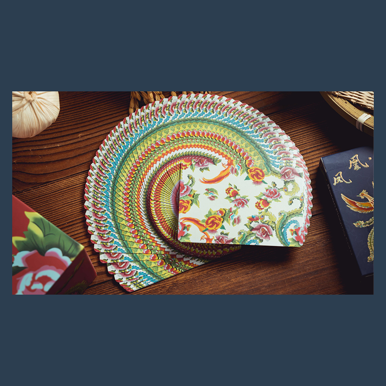 Phoenix and Peony (Blue) Playing Cards by Bacon Playing Card Company