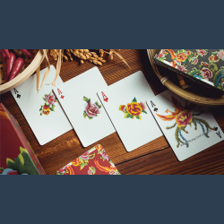 Phoenix and Peony (Blue) Playing Cards by Bacon Playing Card Company