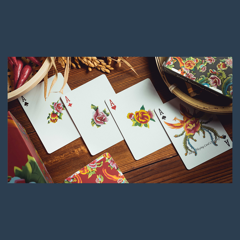 Phoenix and Peony (Blue) Playing Cards by Bacon Playing Card Company