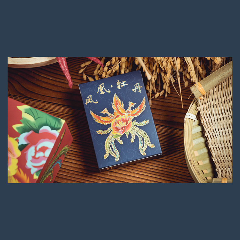 Phoenix and Peony (Blue) Playing Cards by Bacon Playing Card Company