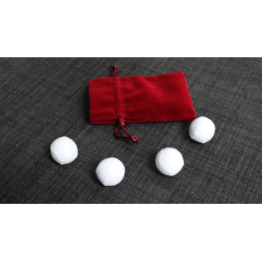 Set of 4 Leather Balls for Cups and Balls (White and White) by Leo Smetsers
