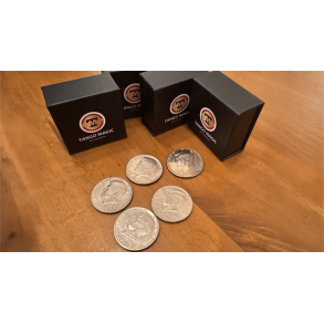 Expanded Shell Half Dollar (plus 4 Regular Coins) by Tango Magic