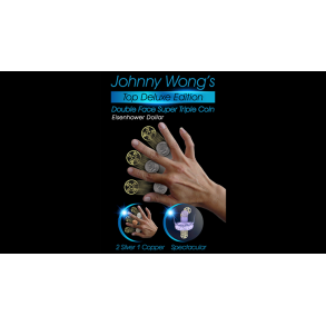 Johnny Wong's Double Face Super Triple Coin (Eisenhower Dollar Size) by Johnny Wong