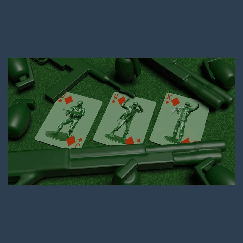 Army Men Playing Cards