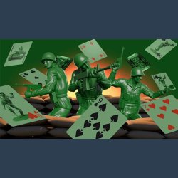 Army Men Playing Cards