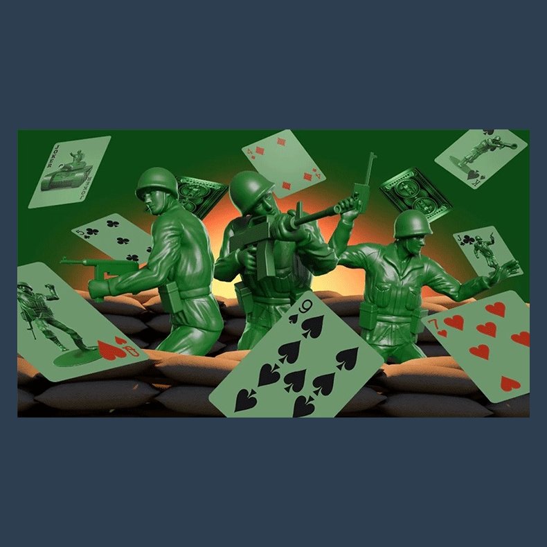 Army Men Playing Cards